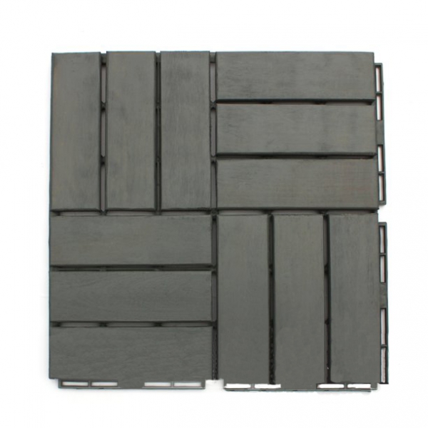 Acacia Wood Deck Tiles Composite Outdoor Flooring 6S (300x300x9)mm- Grey