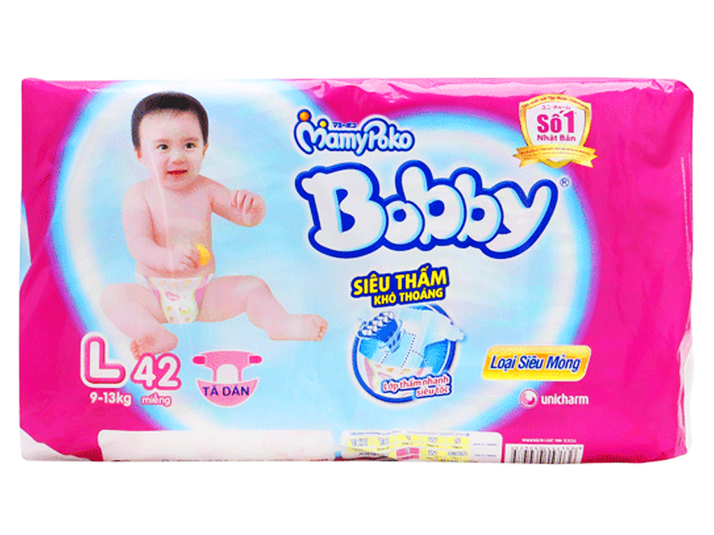 Boby diapers  Fresh  -  42 pieces / bag - L 42 - Extra thin (9-13kg)