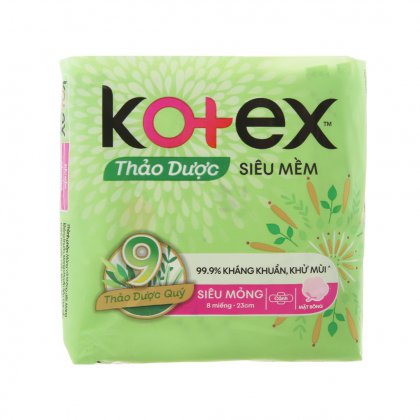 Kotex herbal super soft super thin no wing  8pcs/bag, 48bags/case